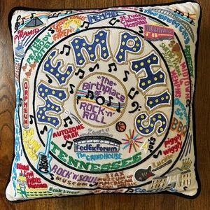 Cat studio Memphis embroidered pillow